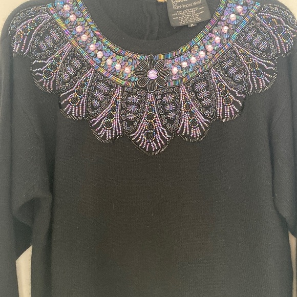 Beaded Lambswool and Angora Carole Little Sweater, Sz M - Picture 3 of 5